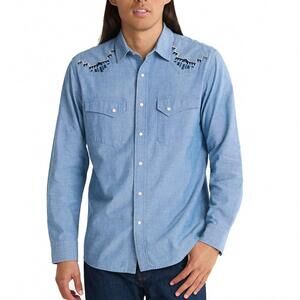 NEW PENDLETON men's gambler long sleeve shirt in blue chambray